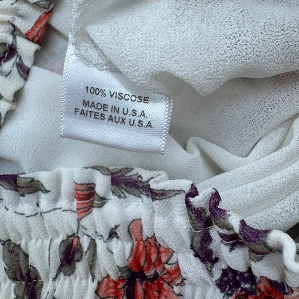 MISA Kahlo White Floral Tiered Ruffle Chiffon Mini Skirt Medium - Picture 10 of 10